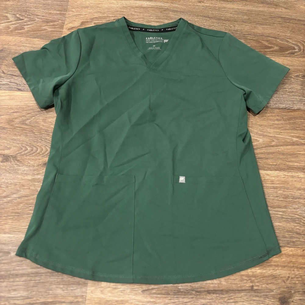 Fabletics Method Flex Scrub Top Medium Hunter Gre… - image 2